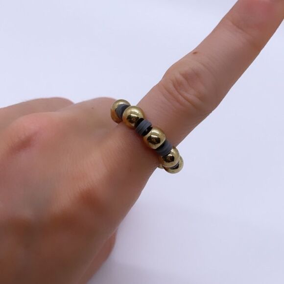 NWT Wool + Pepper Co. Gray & Gold Stackable Ring - Picture 4 of 6